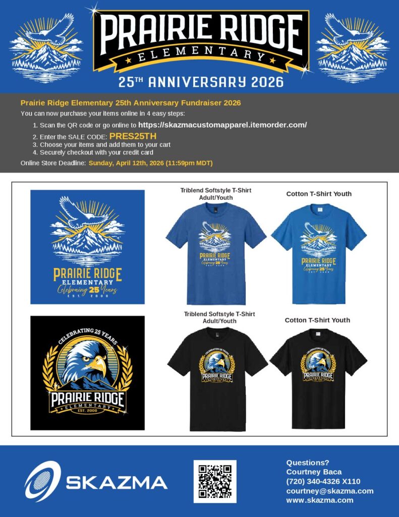 Flyer with information about purchasing a t-shirt. Flyer includes decorative eagles flying over mountains with the same design on the t-shirt. 